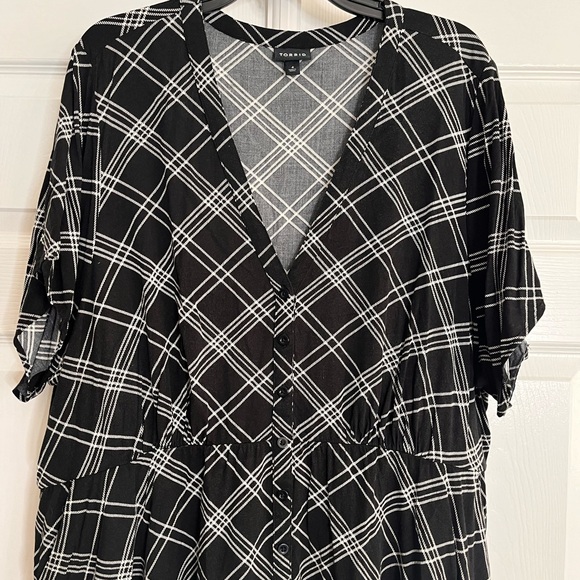 Torrid Dress Midi Challis Black White Checkered Plaid 4 4X - Picture 3 of 5